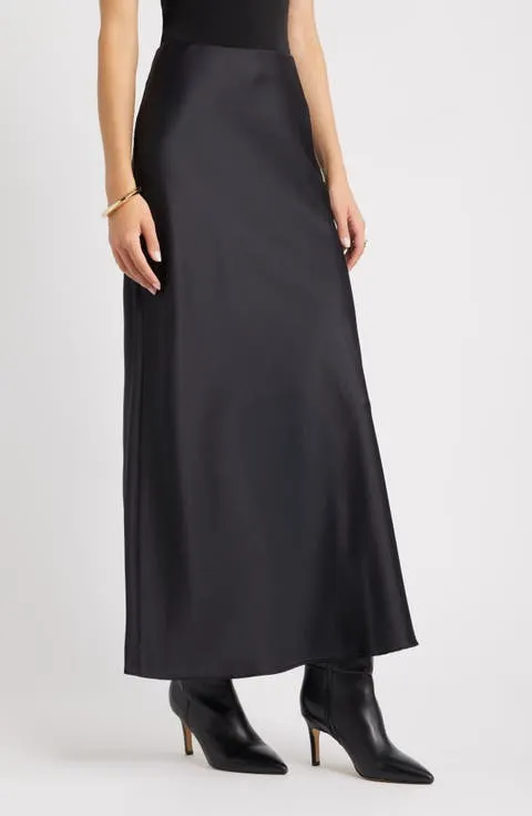 Open Edit Satin Maxi Skirt