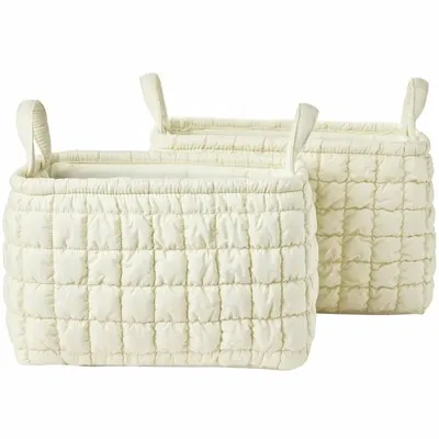 Quilted Bubble Storage Basket 2 Pack - White
