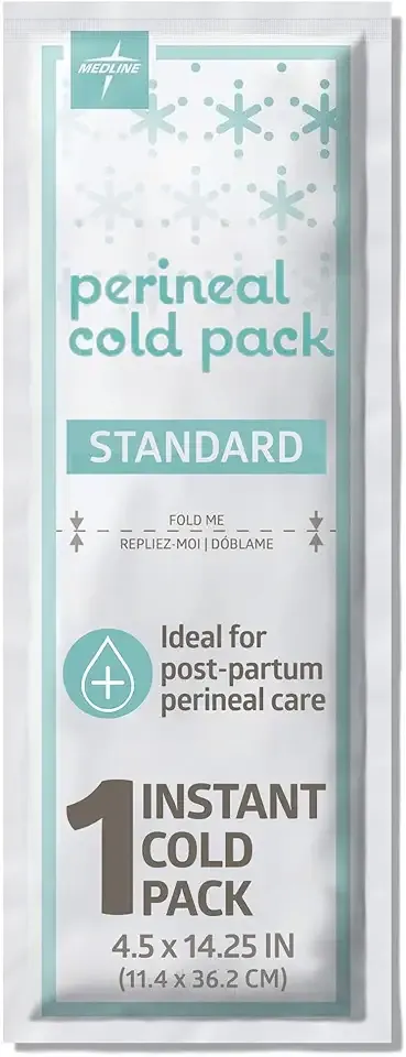 Medline Perineal Cold Pack for Postpartum Care, Absorbent Pad is 4.5" x 14.25", Perfect for your After-Delivery Postpartum Essentials Kit, 24 per Case