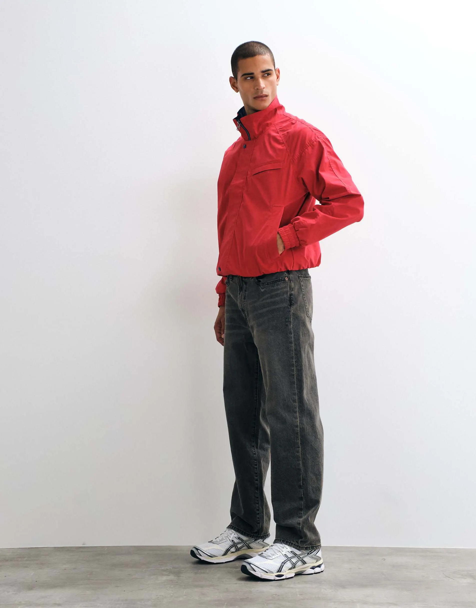 Abercrombie & Fitch relaxed fit jeans in light grey wash