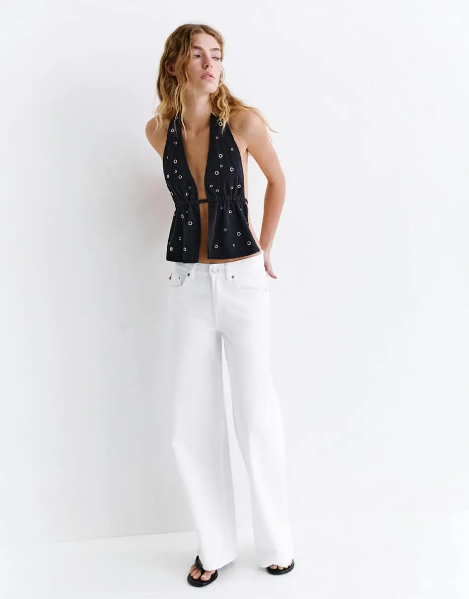 Pull&Bear Petite loose oversize jeans in white