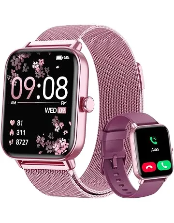Smart Watches for Women (Calls/SMS/Reminders), 1.85" HD Alexa Smart Watch for Android Phones & iphone Compatible, 120+ Sport Modes Fitness Watch, Heart Rate/SpO2/Sleep Tracker, 3ATM Fitness Trackers