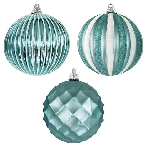 Enchanted Forest® 140mm Turquoise Mixed Texture Shatterproof Ornaments - 3 Pack