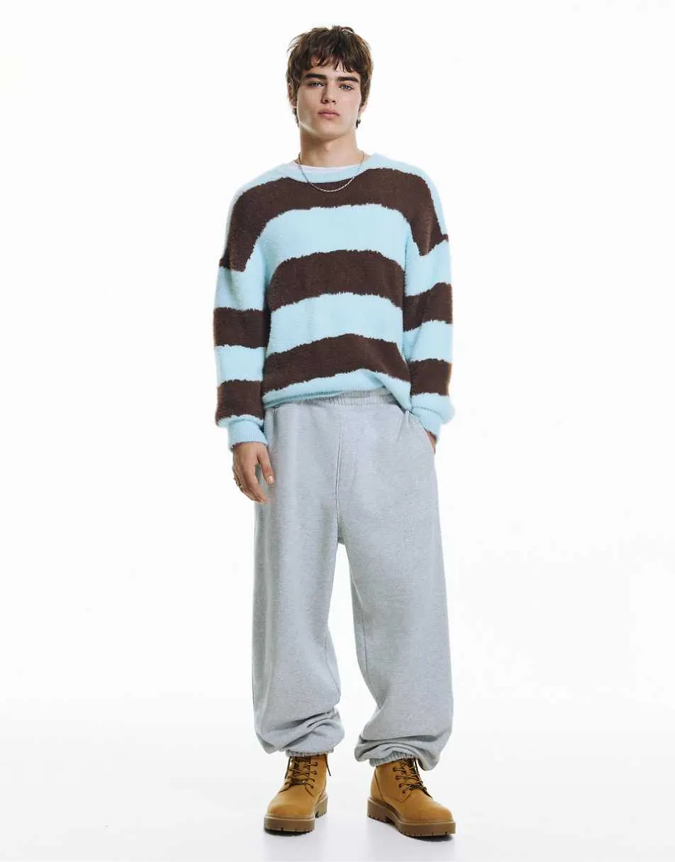 Pull&Bear Striped jumper in sky blue