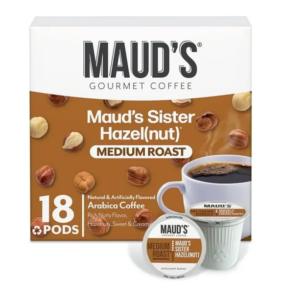 Maud's Sweet Hazelnut Flavored Coffee Pods, 18 ct, Medium Roast Flavored Coffee in Recyclable Single Serve Pods – 100% Arabica Coffee, Compatible with Keurig K Cups Maker $14.45