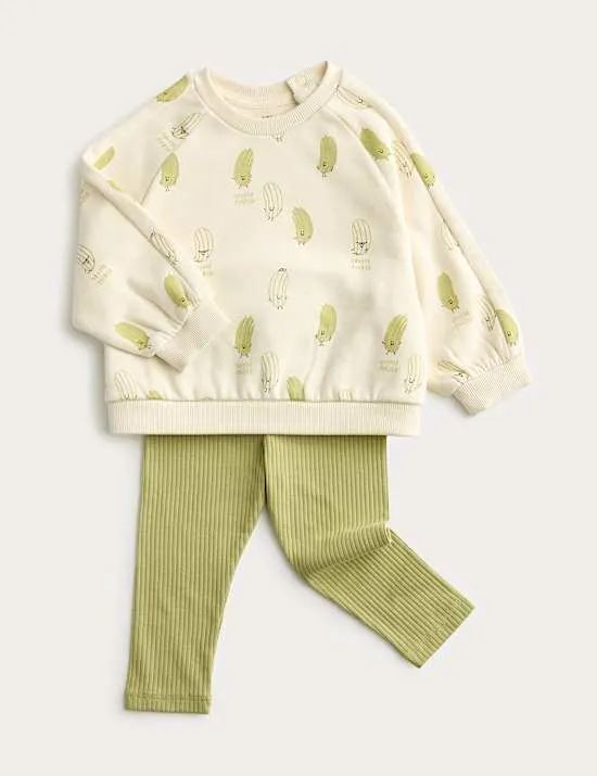 2-tlg. Little Pickle Outfit aus Sweatshirt und Leggings (0–3 J.)
