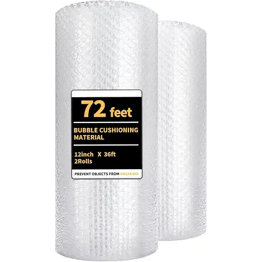 Bubble Cushioning Wrap 2 Pack 12 Inch x 72 ft Total Bubble Wrap for Packing，Moving Boxes and Shipping for Your Business，Perforated Every 12 in.Suitable for Filling Packaging Boxes.