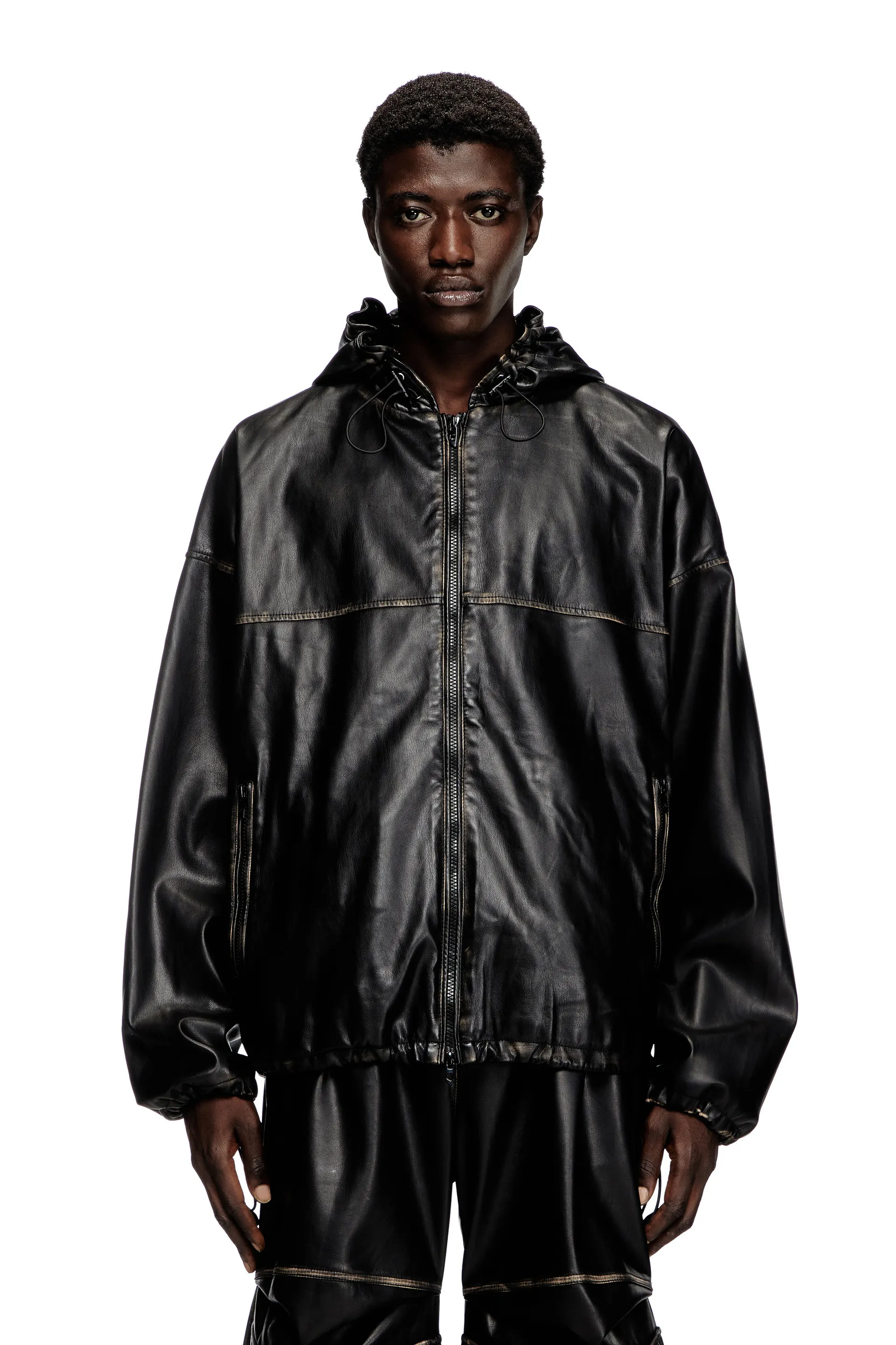 Distressed hooded jacket