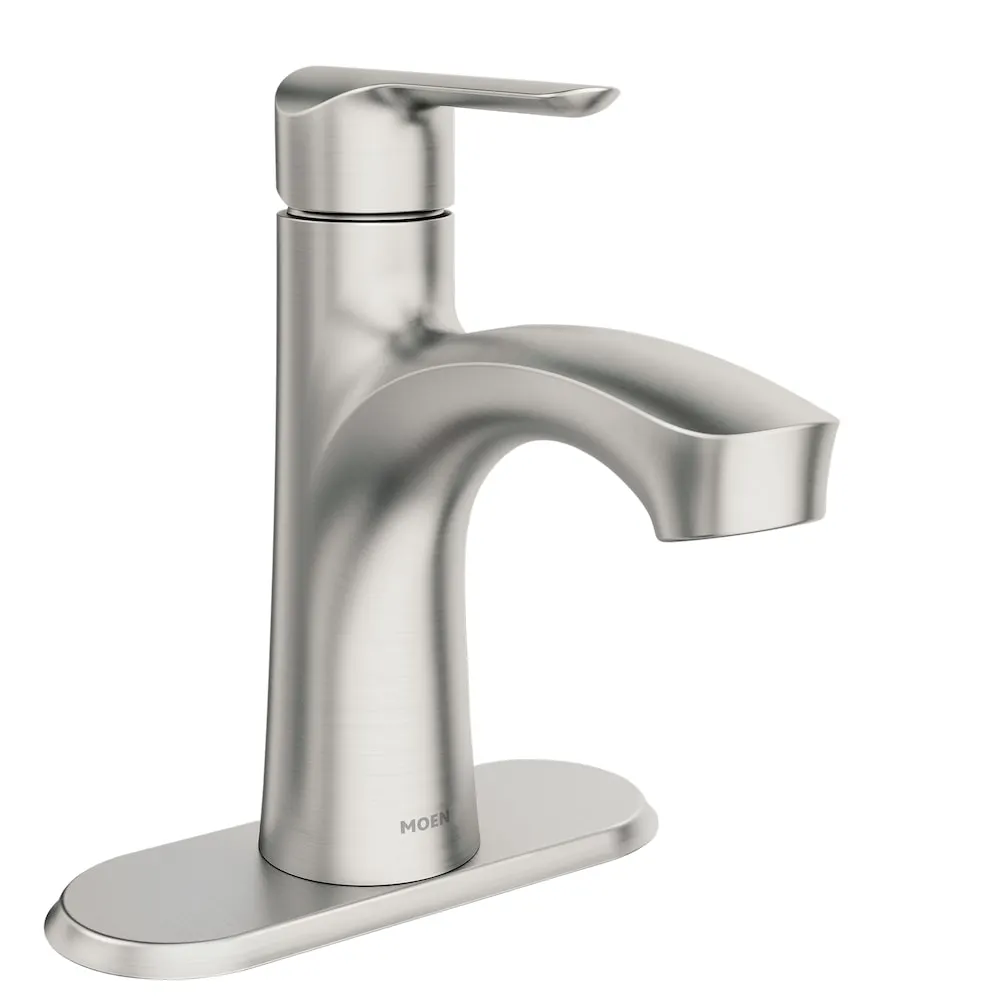 MOEN Findlay Single Handle 4-inch Centerset/Single Hole Bathroom Sink Faucet/Tap with Deckplate in Brushed Nickel (Valve Included)
