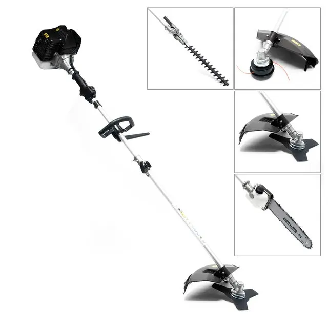 Wiltec Attrezzo multifunzione da giardinaggio - Tagliabordi, Tagliasiepi, Decespugliatore, Potatore - motore a benzina, 1,3 kW