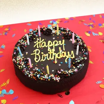 David's Cookies Chocolate Fudge Birthday Cake, 3.75 lbs. Includes Party Pack (16 Servings)