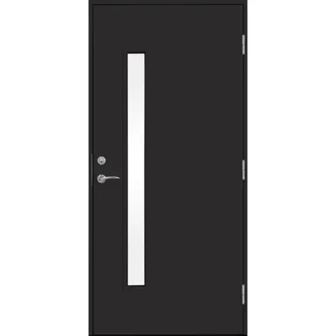 Ytterdør funkis 90x210 høyre dempet sort sidestilt klart glass ncs s8500-n