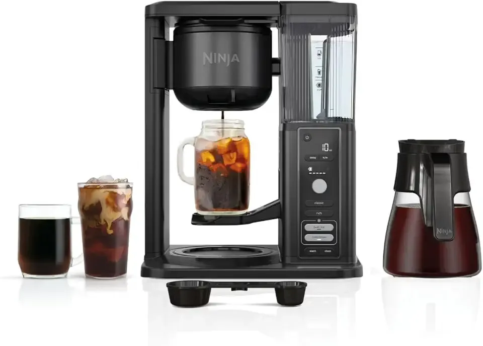 Ninja CM371 Hot & Iced XL Coffee Maker with Rapid Cold Brew, 4 Brew Styles, 8 Sizes Small Cup to Travel Mug, Single-Serve and 12-Cup Carafe, Permanent Filter, Removable Reservoir, Black (Renewed)