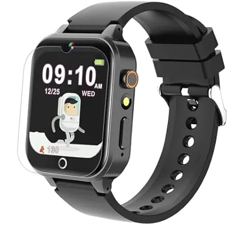 Goodatech Smart Watch for Kids 4-12 Years Boys Girls, 26 Puzzle Games,HD Camera,Video Music Player,Pedometer,Flashlight,Calendar,Alarm Clock,Aluminum Case,Sport Band (Black)