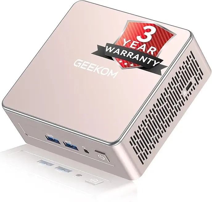 GEEKOM A5 Mini PC for Home Office & Multitasking, AMD Ryzen 5 7430U, 16GB RAM (Expandable to 64GB) & 512GB M.2 NVMe SSD Desktop Computer, Windows 11 Pro, 8K Display Support, 3-Year Coverage