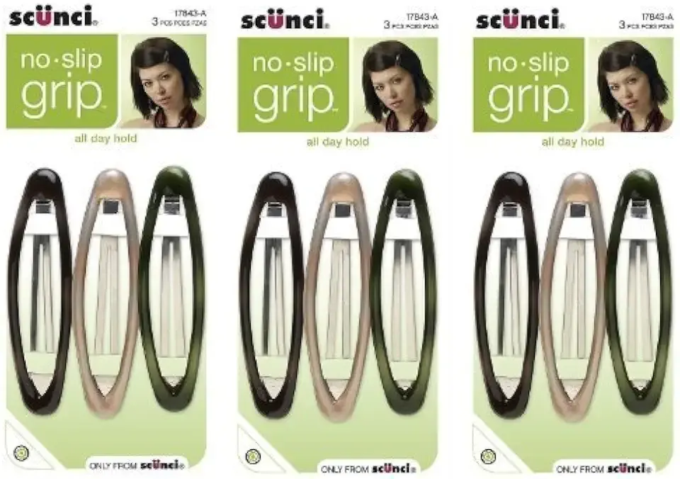 Scunci No-slip Grip Oval unisex Snap Clips, 8cm, 9-Count