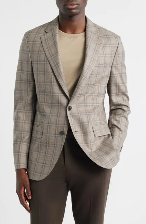 Hartford Classic Fit Windowpane Check Wool & Cashmere Blend Sport Coat