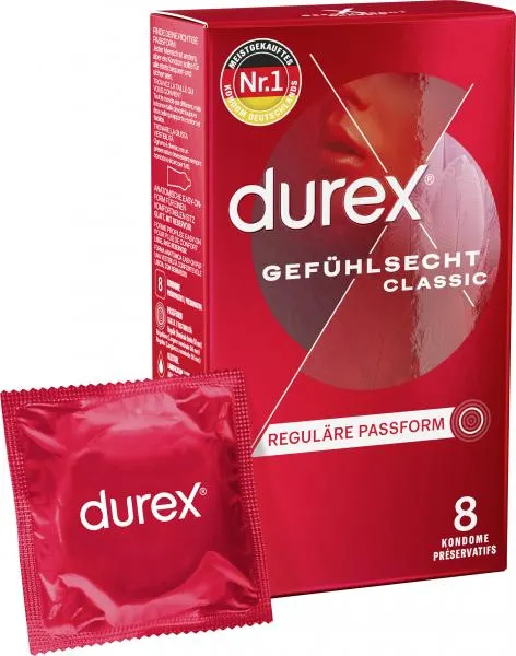 Durex Kondome Gefühlsecht Classic Reguläre Passform 8 St.