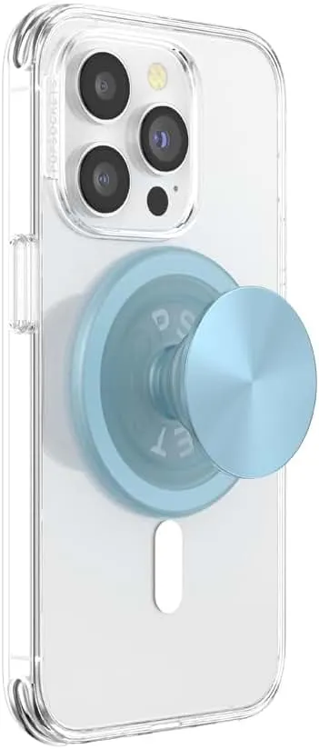 PopSockets Phone Grip for MagSafe with Kickstand, Magnetic Stand, Swappable Top, Secure Hold for iPhone MagSafe Cases, Phone & Tablet Grip -Light Blue