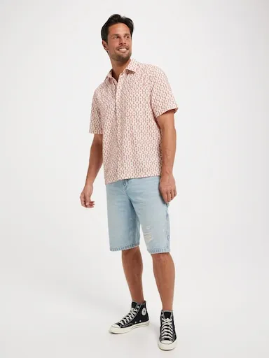 Just Jeans Short Sleeve Boxy Mosaic Dobby