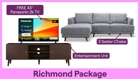 Left hand facing Chaise + Entertainment Unit + 43" TV