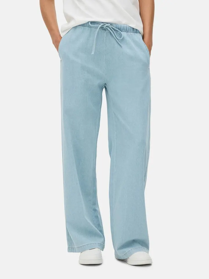 Bas de jogging en denim avec cordon de serrage