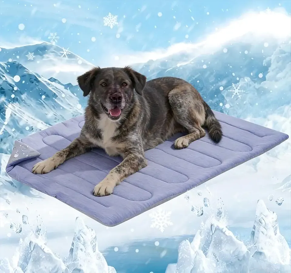 MARUNDA Dog Cooling Mat, Q-MAX>0.45 Premium Self-Cooling Pad for Large Dog Indoor Portable Kennel Puppy Bed for Couch Summer Crate Cooling Pad for Dog. Keep Your Pet Cool (Large - 35.5 x 23.6 Inch)
