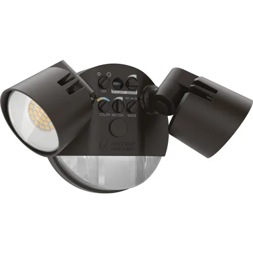 Lithonia Lighting® Dark Bronze LED Dual Head Motion Sensor Outdoor Security Flood Light