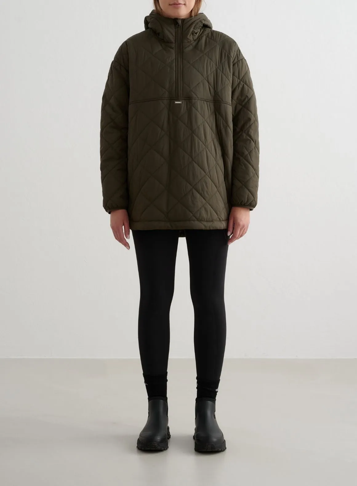Khaki Oversized Quilted Anorak