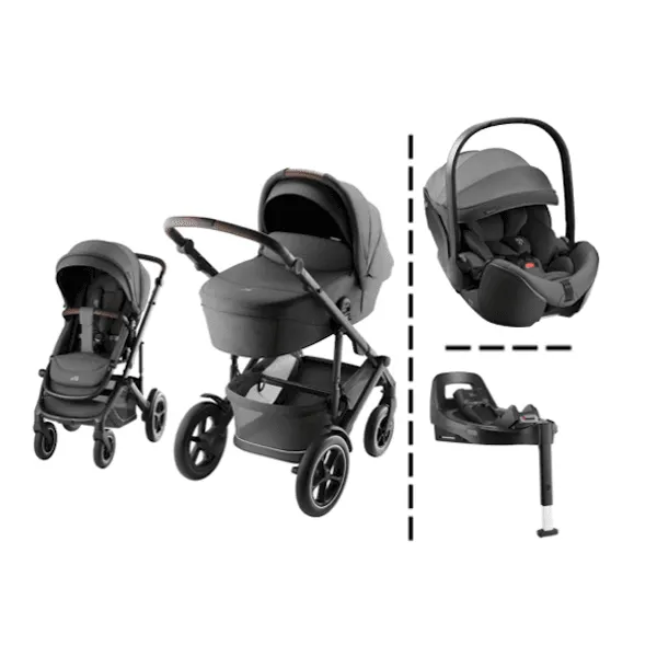 Britax | Smile 5Z Kombivogn + BABY-SAFE Pro Bilstol & Base | Minerale Grey