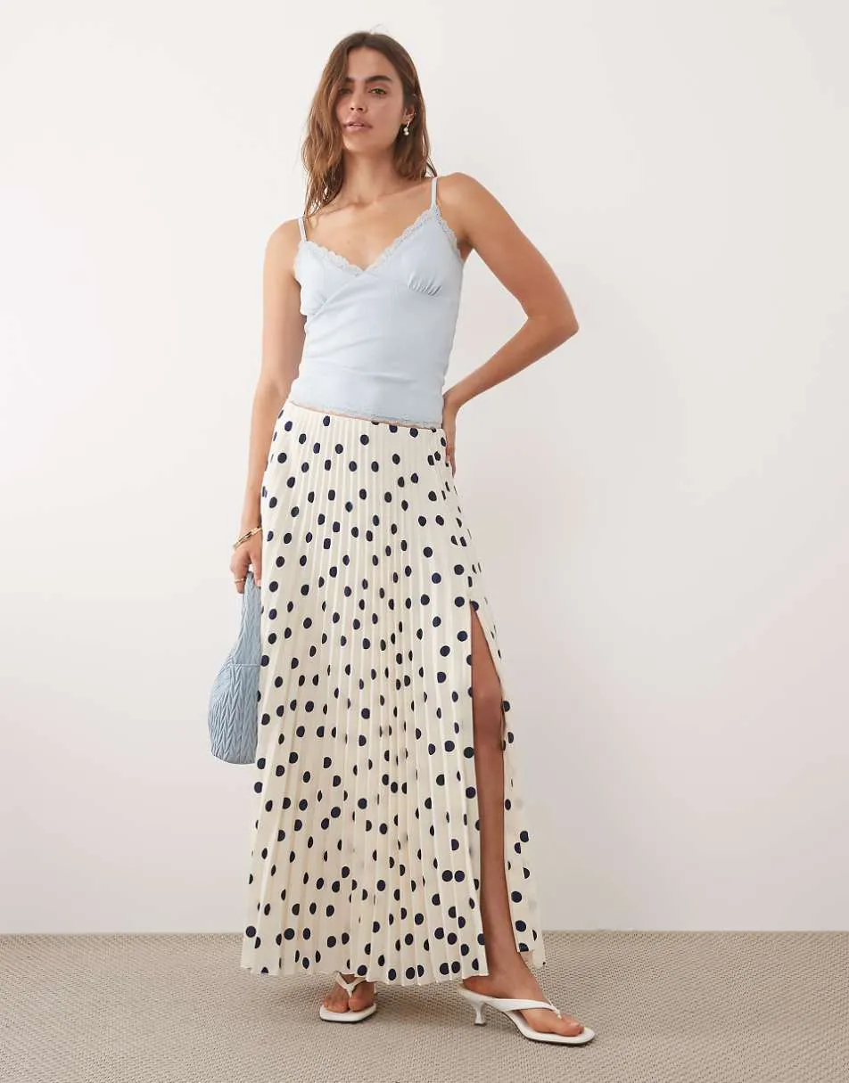 Abercrombie & Fitch giselle maxi skirt in cream polka dot
