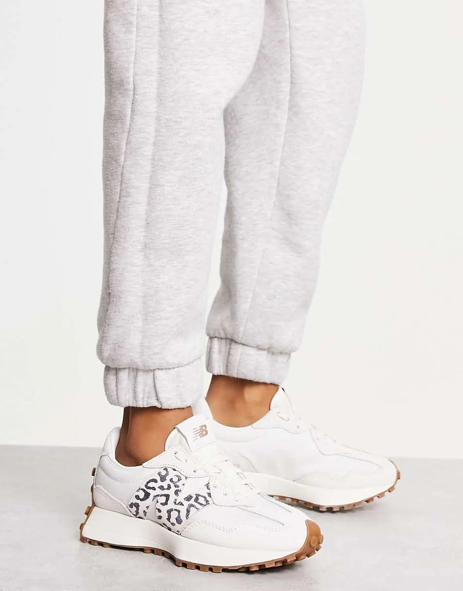 New Balance 327 trainers in off white with leopard print detail - WHITE