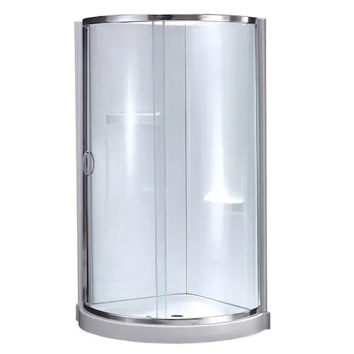 Breeze 34-inch x 34-inch x 78-inch Chrome Round Corner Shower Kit in White with Corner Drain