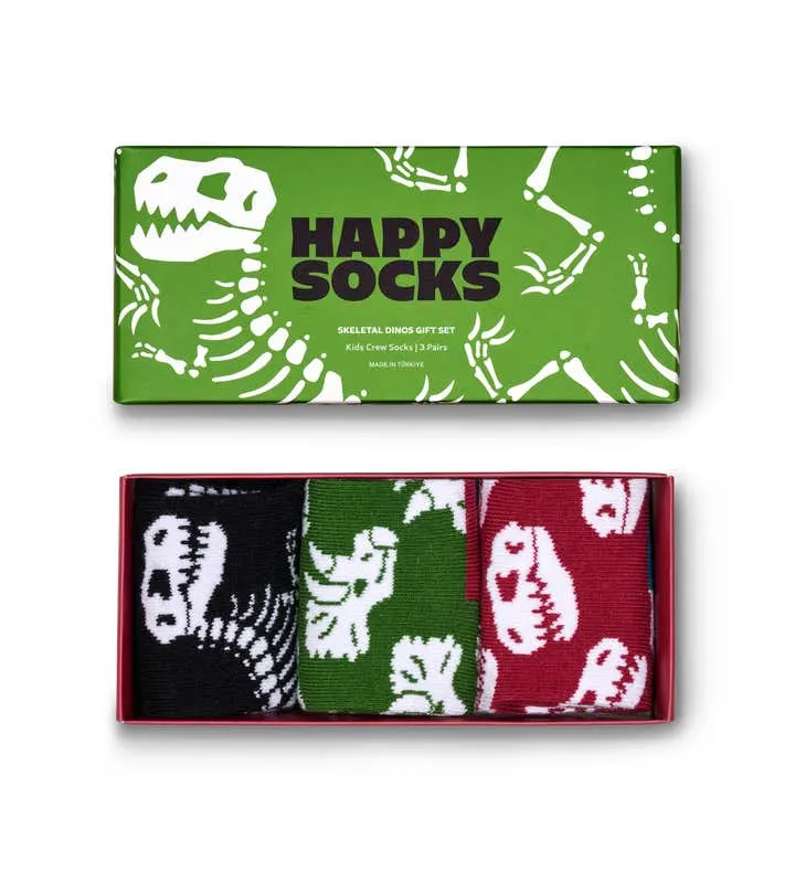 Kids 3-Pack Skeletal Dinos Socks Gift Set