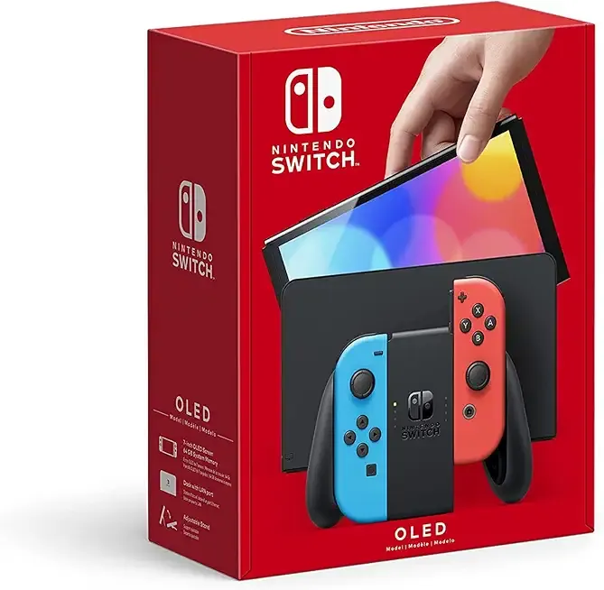 Nintendo Switch – OLED Model w/Neon Red & Neon Blue Joy-Con (Japan Stock Region-Free) (Renewed)