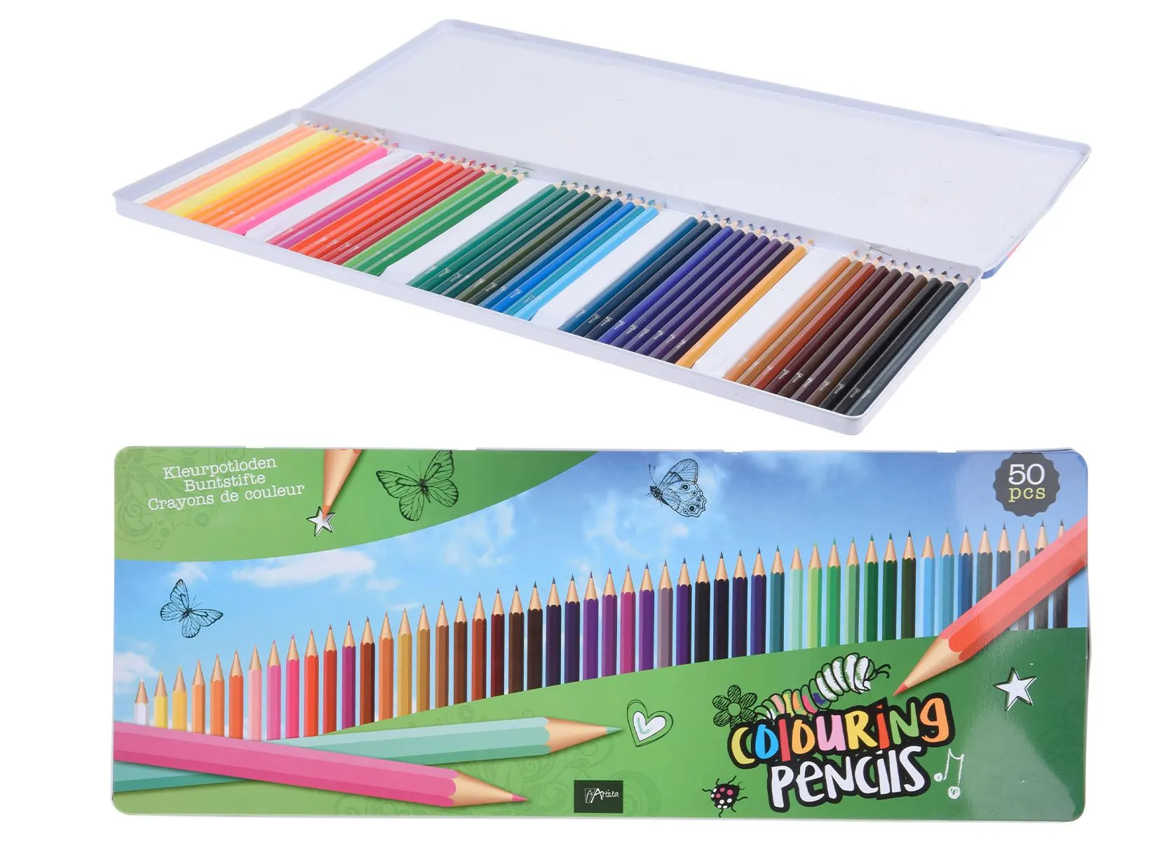 Buntstifte 50 Stück in Metallbox
