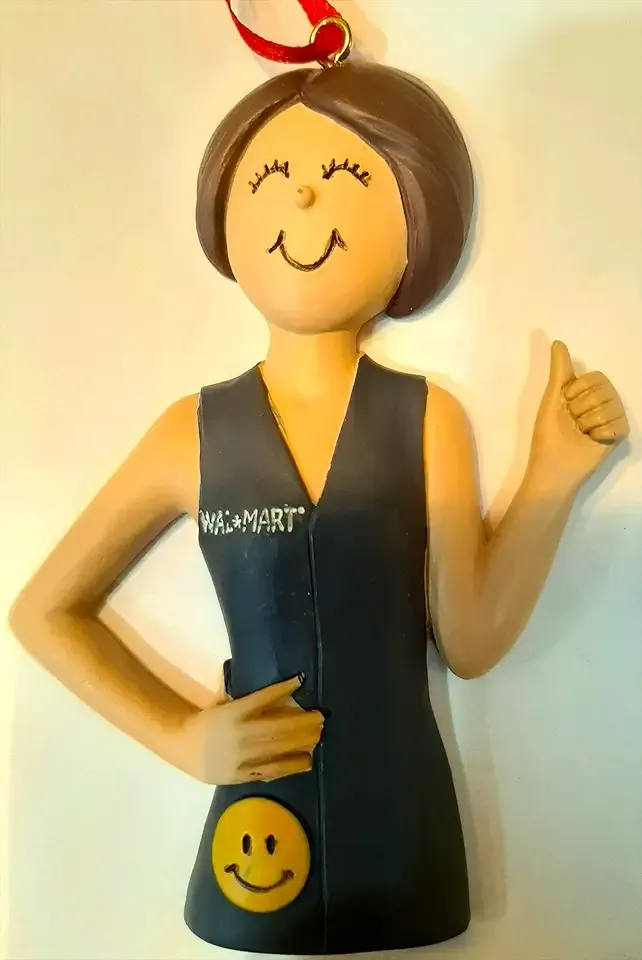 Walmart Worker Ornament Female Women Cute Christmas Tree Gift New Job Girl Associate Team Member