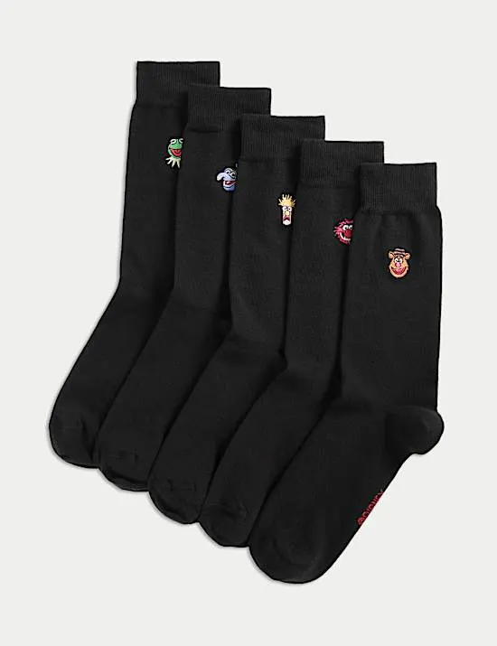 5 Pack Cool & Fresh™ Muppets Cotton Rich Socks