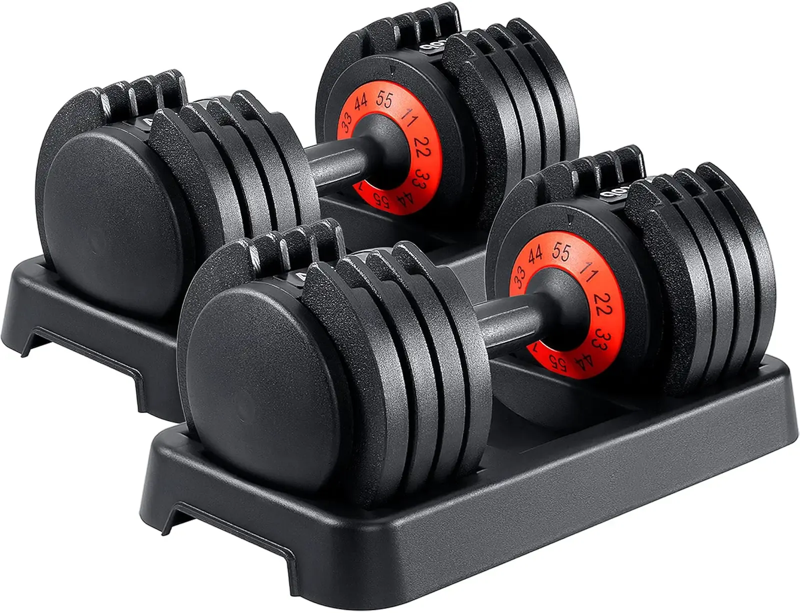 AOTOB 25/55 LBS Adjustable Dumbbell Set, Anti-Slip Fast Adjusting with Turning Handle, Adjustment for Men and Women, Weights Pair for Compact Home Gym Exercise Strength