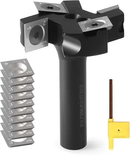CNC Spoilboard Surfacing Router Bit 1/2" Shank,Carbide Insert Surfacing Router Bit with 2" Cutting Diameter, 2+2 Slab Flattening Router Bits with 10 PCS Indexable Insert(14x14x2mm for Flycutter CNC Spoilboard Surfacing Router Bit 1/2" Shank,Carbid…