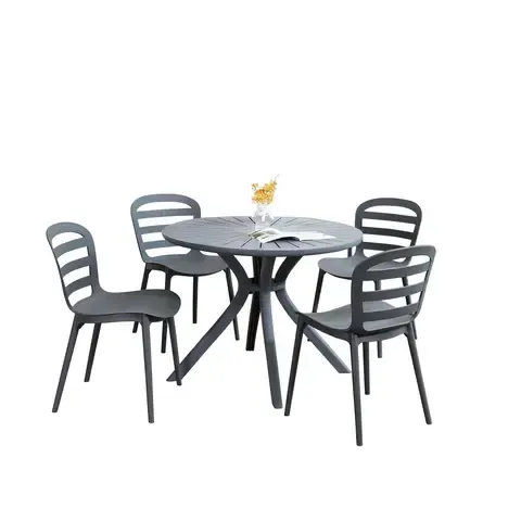 Comedor de Exterior Resina Negro 4 Personas