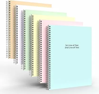 Custom Spiral Notebook Journals with Pastel Colored Covers - 6 Pack of 8.5" x 11" – College Ruled, Hard Cover, 50 Sheets Per Book – For Journaling, Office, School Supplies, etc.