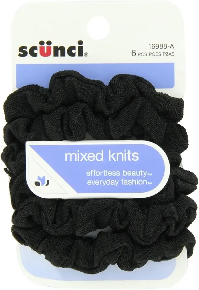 Scunci Effortless Beauty Mini Slinky Black Twisters 18, 3 Count