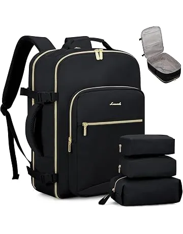 LOVEVOOK 40L Travel Backpack Flight Approved Carry on Backpack,3 Packing Cubes,Waterproof Personal Item Travel Bag,TSA Carry on Luggage Suitcase Travel Essentials,Gifts for Women & Men,fits 17" Laptop