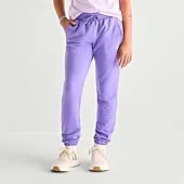 Xersion Super Soft Little & Big Kid Girls Stretch Fabric Cinched Mid Rise Regular Fit Fleece Jogger Pant