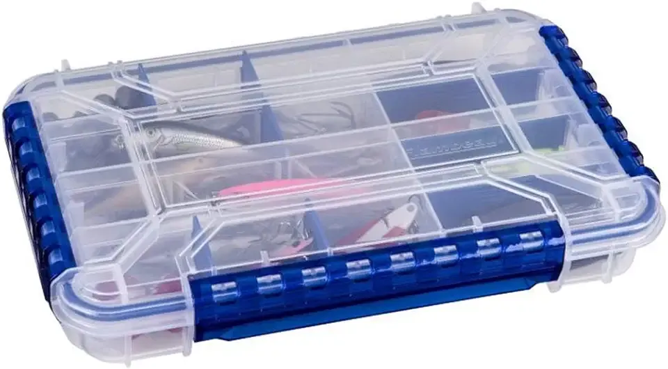 Flambeau Outdoors WP4005 Waterproof Fishing - Includes 11 Dividers, 16 Compartments, Waterproof Clear Fishing Lure Organizer, Ultimate Tuff Tainer with Zerust Dividers