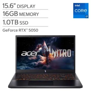 Acer Nitro V 15.6” Gaming Laptop - Intel Core i7-13620H Processor - NVIDIA GeForce RTX 5050 Laptop GPU - Full HD IPS 165Hz Display - 16GB DDR4 - 1TB PCIe Gen 4 SSD - Windows 11 Home