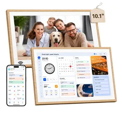 Blackview NEST 10, 10,1" Digitaler Kalender und Bilderrahmen mit Touch, WIFI, 1280x800, 16:10, Foto-Sharing, Kindersicherung, Holzdesign