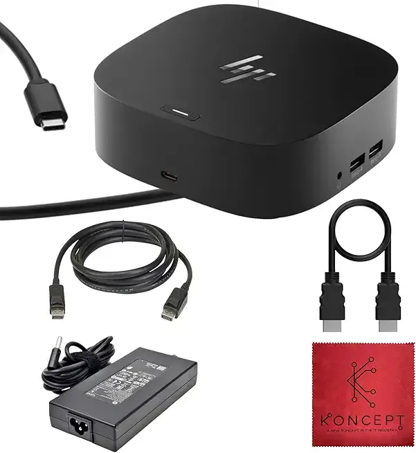 HP Docking Station for Laptop Dual Monitor and Charging - 5TW10AA / 5TW10UT / 5TW10AA#ABB USB-C G5 Dock with 120W + HDMI Cable + DisplayPort Cable