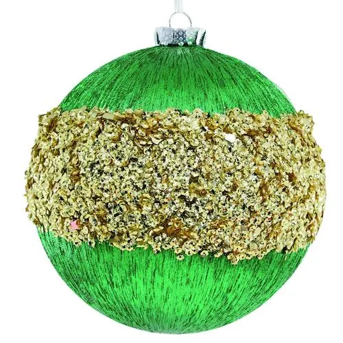 Enchanted Forest® 8" Green & Gold Sequin Band Shatterproof Ornament
